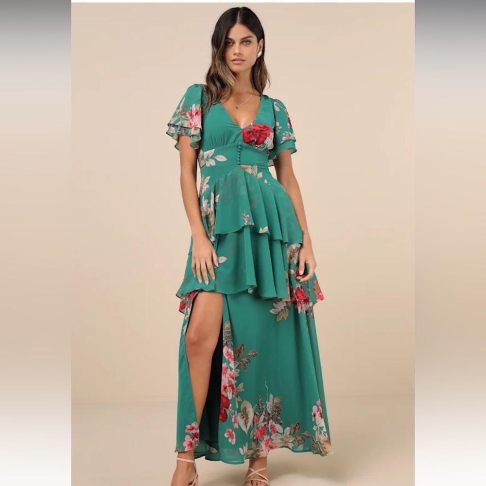 Floral Green Maxi Dress